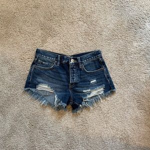 dark blue jean shorts